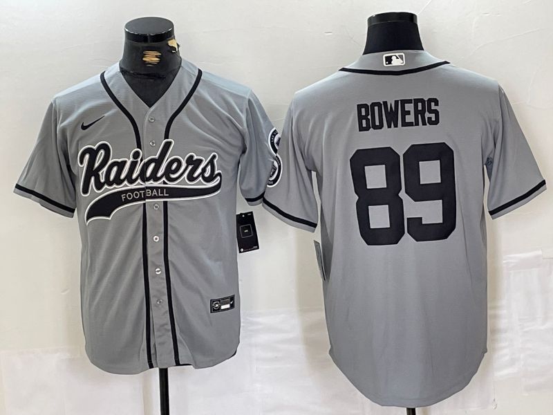 Men Oakland Raiders 89 Bowers Grey Joint Name 2024 Nike Limited NFL Jersey style 1